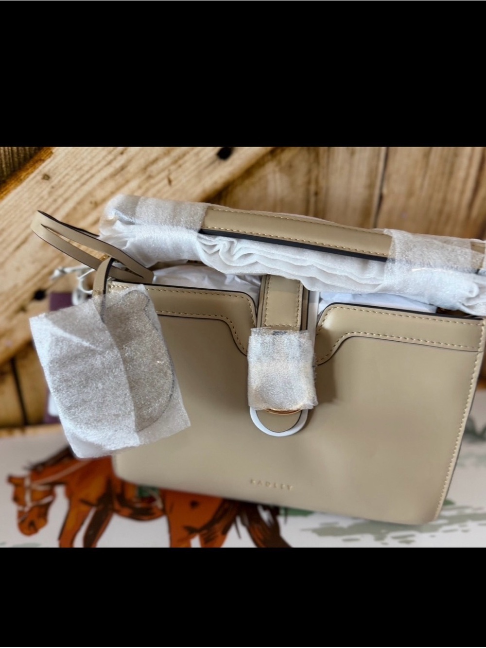 Radley London Kentucky Derby Natural Small Zip Top Crossbody Bag NWT $288